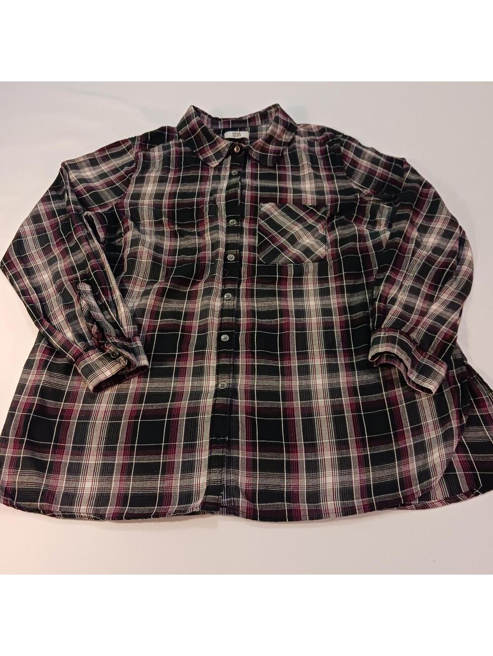 True Craft Button Up Men's Flannel Multicolor Shirt Long Sleeve Size 1X